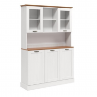  Balcão três portas com oratória na cor branco lavado com honey / coleção Alma